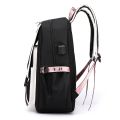 Fengdong large school bags for teenage girls USB port canvas schoolbag student book bag fashion black pink teen school backpack.
