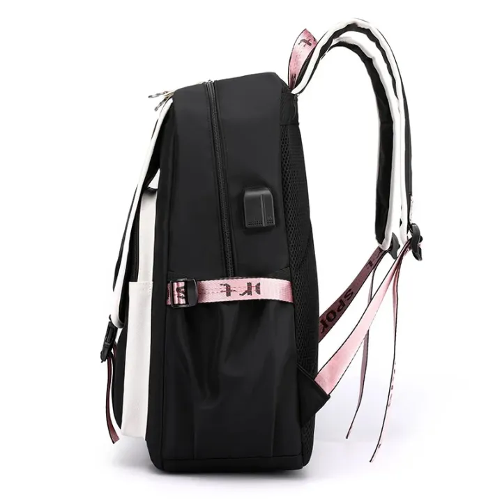Fengdong%20large%20school%20bags%20for%20teenage%20girls%20USB%20port%20canvas%20schoolbag%20student%20book%20bag%20fashion%20black%20pink%20teen%20school%20backpack%20-%20Image%202