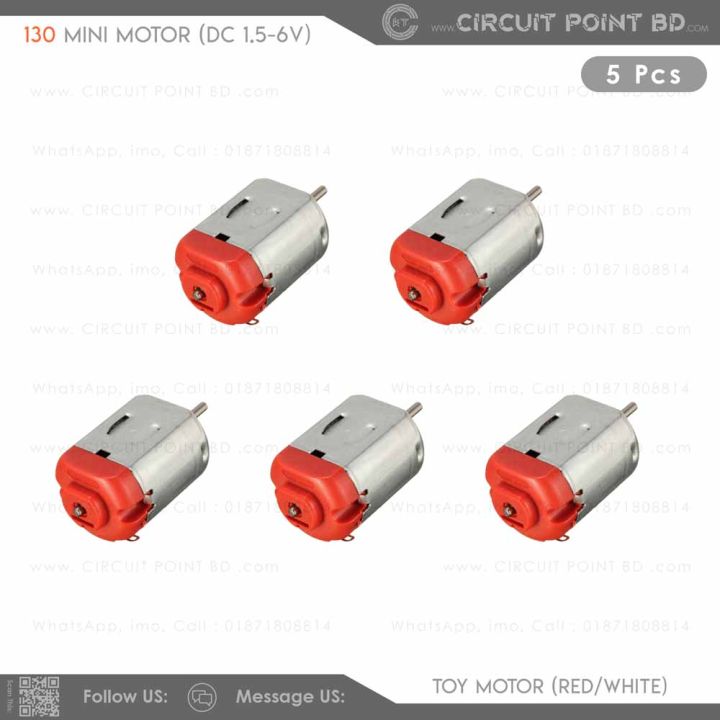 5 Pcs - DC 130 Motor – 3V to 6V High Speed 8000RPM Mini Motor for DIY Projects, Hobby, Toy Car, and Mini Fan