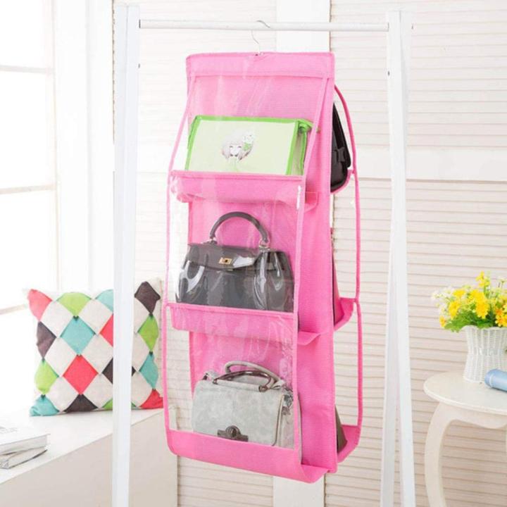 Pockets Clear Hanging Purse Handbag Tote Bag Storage Organizer