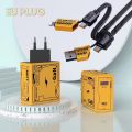 Real 51W PD GaN Fast Charging Adapter QC3.0 USB with 65 Watt 4in1 PD Cable Combo.