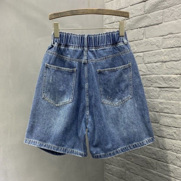 Extra%20Large%20Size300Jin%20Ripped%20Denim%20Shorts%20Women's%20Summer%20Thin%20FatMMHigh%20Waist%20All-Matching%20Loose%20Wide-Leg%20Half%20Pants%20-%20Image%204