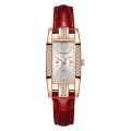 Womens Watches Fashion Square Ladies Quartz Watch Bracelet Set Green Dial Simple Leather Women Watches.