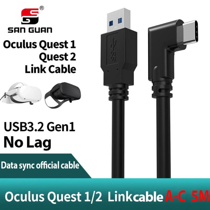 【happy one】Right Angle Elbow 5meter USB Type-C to A Cable For VR Oculus Quest Headset Data USB 3.2 Gen For Oculus Rift VR