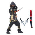 Black Ninja Costume Boy Halloween Japanese Samurai Costume Kid Anime Muscle Costume with Foam Accessories Best Children Gift. 