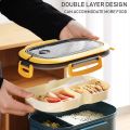 Double Lunch Box Portable Student Lunch Box Office Workers Compartment Portable Lunch Box Microwave Heatable Sealed Lunch Box. 