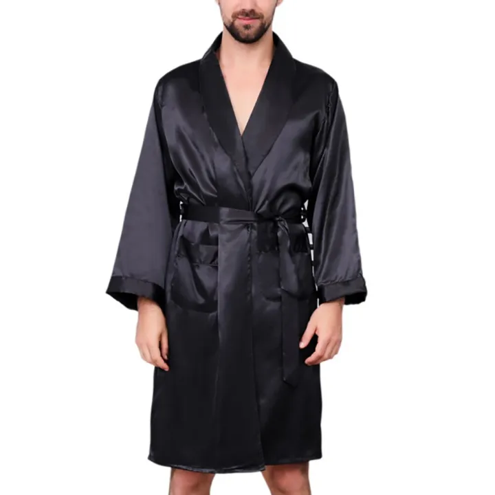 Men%20Nightgown%20Long%20Sleeve%20Robe%20Large%20Size%20Black%20Bathrobe%20Comfortable%20Sleepwear%20Imitation%20Silk%20with%20Pockets%20Waist%20Belt%20Home%20Gown%20-%20Image%207