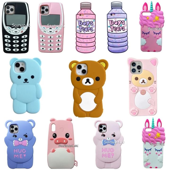 3D Cartoon Cute Animal Bear Soft Silicone Cover For iPhone 5s 5C SE 6s 7 8 Plus X XR Xs 11 12 13 Pro Max Phone Cases Capa Fundas