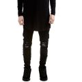 New Fashion Brand High Quality Stretch Knee Ripped Black Slim Jeans Men Slim Hip Hop Swag Elastic Pants Boy Ripped Male Trousers.