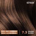 Streax Creme Permanent Hair Color - 7.3 Golden Blonde - 140ml/ 60ml 100% Grey Coverage, Ammonia Free Hair Color, Long Lasting. 
