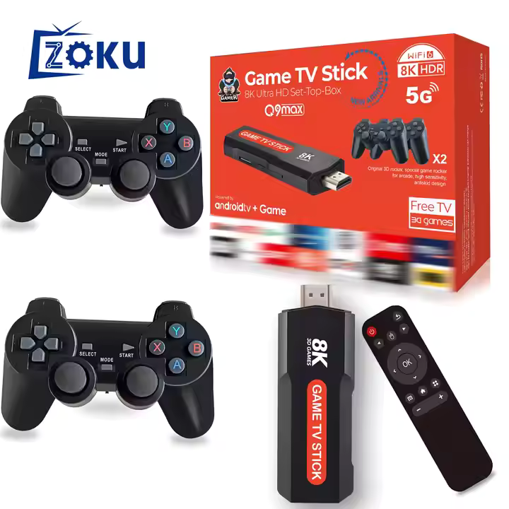 Game Stick 4K HD Gaming Console with 3500+ Games & Wireless Controllers