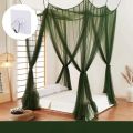 Mosquito Net Bedroom Luxurious Four-Door Fit King and Queen Double Beds Netting Elegant Green Netting Bedroom Decor Canopy.