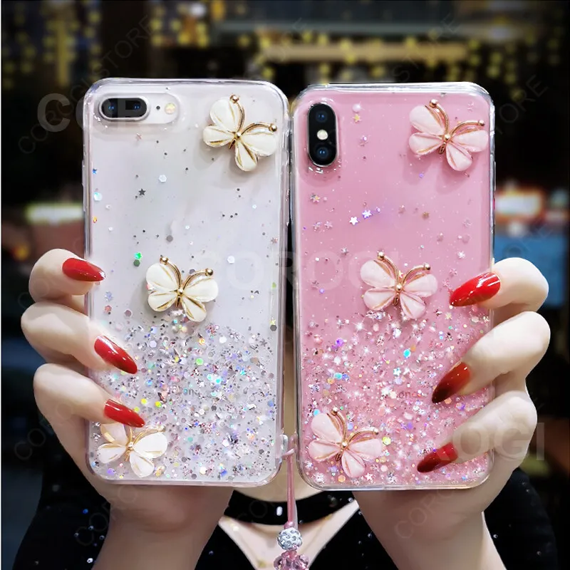 For OPPO F17 Pro Cover Crystal Wrist Strap Fashion 3D Rhinestone
