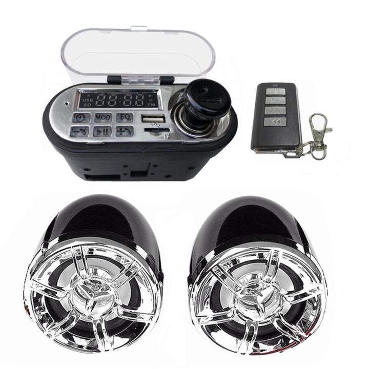 Motorcycle Audio Sound System Stereo Speaker Waterproof Motorbike Scooter FM Radio Bluetooth USB TF MP3 Music Player Kit