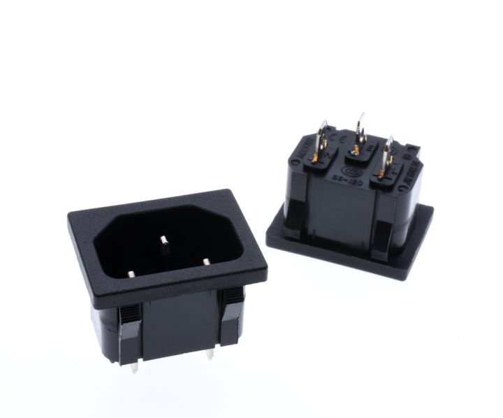 【YIYANGMAOYI111】10pcs/lot AC power socket C14 Inlet Power Socket Connector Plug Industrial socket C14 3Pin Panel Power Inlet