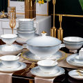 Jingdezhen Bone Dishes, Cutlery Gold Border Porcelain Bowls, Nordic Household Dining Plate Bowl Set, Underglaze Color Gift Ceramics.
