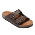 Men Arizona Style Sandals Women Casual Shoes Ladies Two Buckles Summer Beach Leather Flip Flops Wood Sole Slides With Shoes Box. 