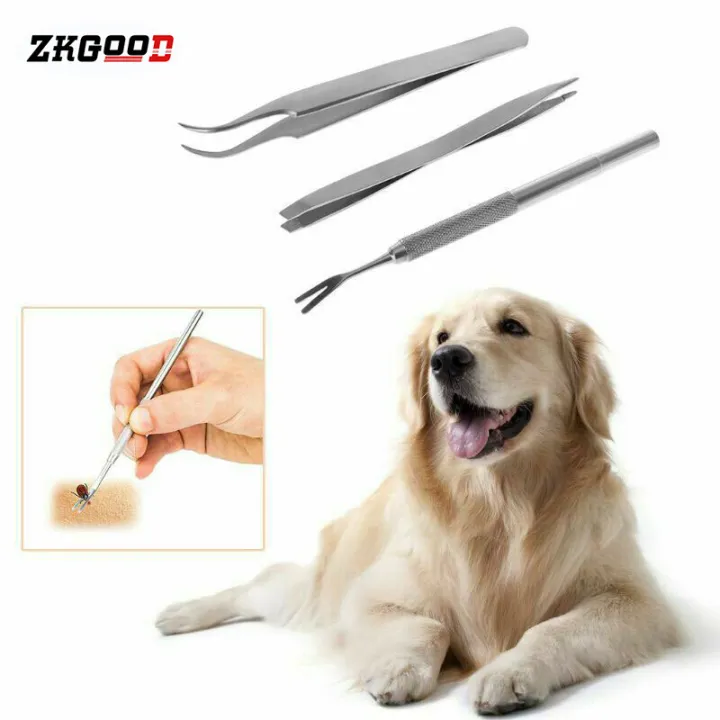 zkgood%203pcs%20Pet%20Cat%20Dog%20Tick%20Remover%20Tool%20Stainless%20Steel%20Fleas%20Lice%20Tweezers%20Clip%20Set%20Pet%20Supplies%20-%20Image%204