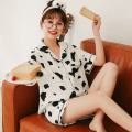 Pants Summer Women's Cotton Pajamas Women's Pajamas Set Two Piece Cow Print Short Sleeve Pajamas Loungewear Button Tops Short. 