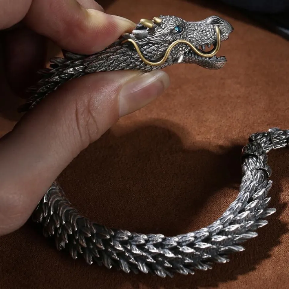 Vintage Men's Punk Domineering Ancient Dragon Snake Link Bracelets