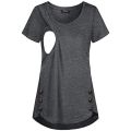 Maternity Clothes Pregnancy Buttons Breastfeeding Pregnant Women Short Sleeve Casual Summer Pullover T-shirt Pregnant Clothes.