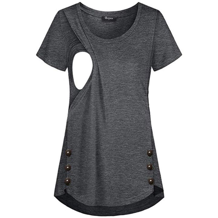 Maternity%20Clothes%20Pregnancy%20Buttons%20Breastfeeding%20Pregnant%20Women%20Short%20Sleeve%20Casual%20Summer%20Pullover%20T-shirt%20Pregnant%20Clothes%20-%20Image%203