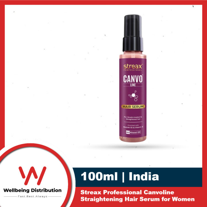 Streax Professional 100ml Canvoline Straightening Post Care Hair Serum for Women | Enriched with Baobab Oil | Anti Hair Breakage | Anti Frizz | Soft & Tangle Free Hair | Paraben & Silicon free