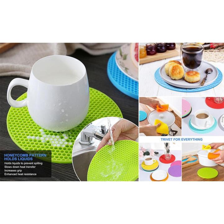 Round Silicone Non-Slip Heat Resistant Mat Coaster Cushion Placemat Pot Holder 18cm (1pair)