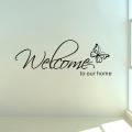 'Welcome To Our Home' Text Patterns Wall Sticker Home Decor Living Room Decals Wallpaper Bedroom Decorative Butterfly Stickers. 