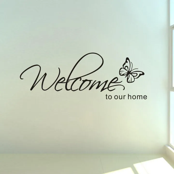 'Welcome%20To%20Our%20Home'%20Text%20Patterns%20Wall%20Sticker%20Home%20Decor%20Living%20Room%20Decals%20Wallpaper%20Bedroom%20Decorative%20Butterfly%20Stickers%20-%20Image%206