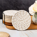 8 Pcs Drink Coasters with Holder, 4 Colors Absorbent Coasters for Drinks, Cotton Woven Coaster Set for Home Decor A.