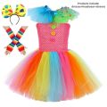 Rainbow Circus Clown Costumes for Girls Kids Carnival Halloween Fancy Tutu Dress Funny Magic Joker Cosplay Outfit Child Clothes. 
