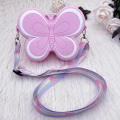 Cute Silica Bow Children's Mini Shoulder Bags Candy Color Baby Girls Coin Purse Handbags Rainbow Strap Kids Crossbody Bag.