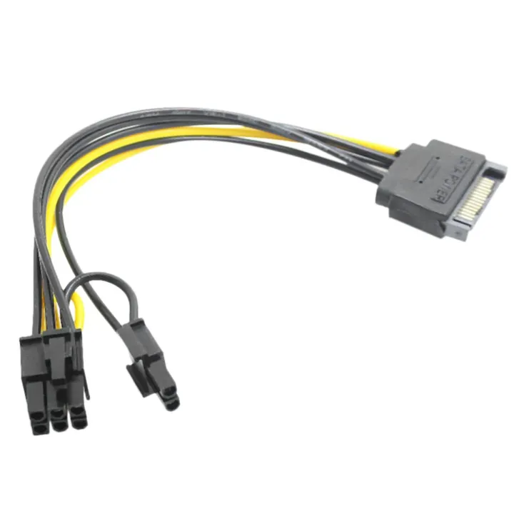 15%20Pin%20SATA%20Power%20to%206%20Pin%20PCI%20Express%20Riser%20Card%20Adapter%20Cable%20Power%20Supply%20Cable%20-%20Image%202