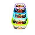 Transparent Plastic Rainbow Food Storage Box Container with Lid-4 Piece Set (220,385,680,1150ml) - box for food sorage. 