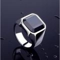 Stainless Steel Black Natural Stone Mens Finger Ring. 