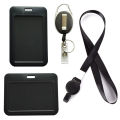 Black Plastic Slide Chest Pocket Clip ID Tag Name Identity Badge Holder Reel Working Permit Case Staff Employee Pass Work Card. 