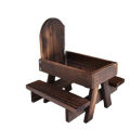 GC Squirrel Feeder With Table Benches, Wooden Corn Cob Holder, Feeding Table For Squirrel Chipmunk Picnic Table, Chipmunk Feeder With Solid Structure. 