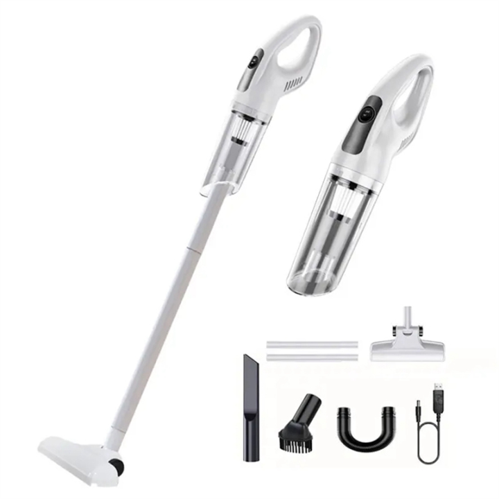 12000Pa Handheld Wireless Vacuum Cleaners Cordless Button Vacuum Cleaner White for Car Home Pet Hair