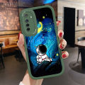 Hontinga for Realme 5 5i 5S 6i Back Cover PU Leather Moon Astronaut Case Soft Silicone Edge Phone Cases. 