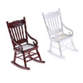 Miniature Wooden Rocking Chair Furniture Model for 1/12 Scale Dollhouse MJD.