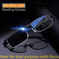 Intelligent Multifocal progressive reading glasses for men women near and dual-use Anti-Blue Light automatic adjustment Eyewear. 