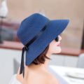 YOYOCORN Straw hat female summer small fresh hat sun hat floating belt sunscreen folding large coastal sun hat beach cap.