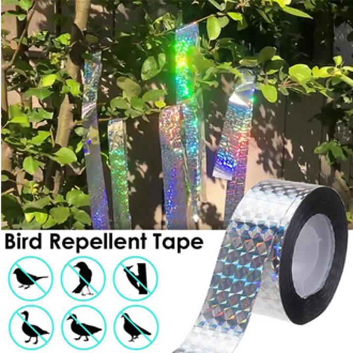 Birds Tape, Double Sided Holographic Glitter Tape Reflective Scare Tape Flash Deterrent Ribbon for Pigeons Freckles Crows Starlings