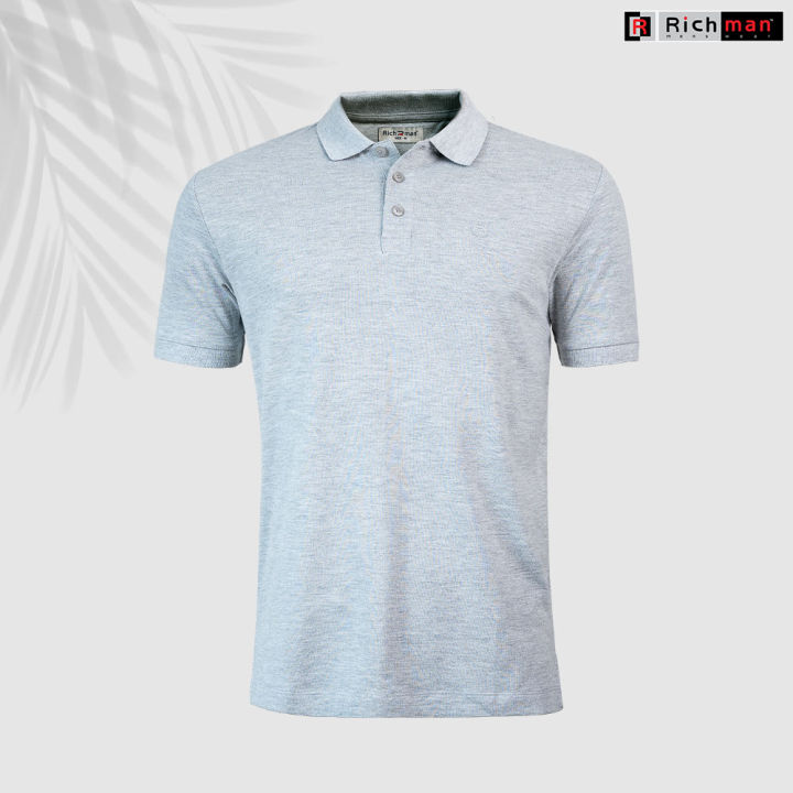 Richman Mens Cotton Grey Color Half Sleeve Regular Fit Polo
