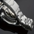 1pc Men Business Casual Skeleton Automatic Mechanical Watch Fashion Luminous Steel Band Mechanical Watch. 