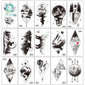 New Little Fresh Waterproof Mountain River Black and White Personalized Temporary Tattoo Hand Sticker. 