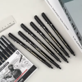 Mobee Different tip size Black Calligraphy Fineliner Brush art marker Pen Set for drawing. 