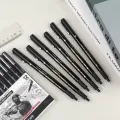 Mobee Different tip size Black Calligraphy Fineliner Brush art marker Pen Set for drawing. 