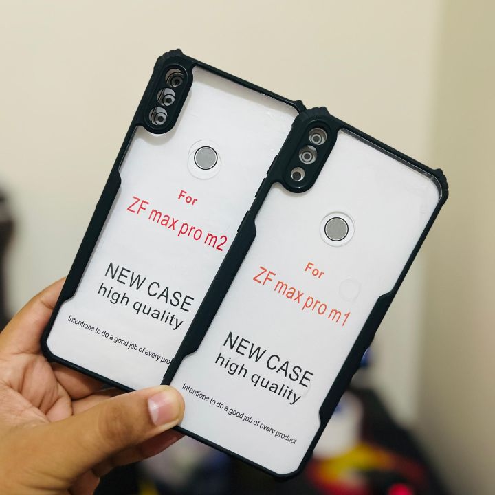 Asus Zenfone Max Pro M2/M1 Back Case Cover | Camera Protection Shockproof Bumper-Edge | Acrylic Crystal Clear 360 Degree Protection TPU+PC | Transparent Eagle Back Case Cover (Black) Zenfone Max Pro M1/M2 Back Case